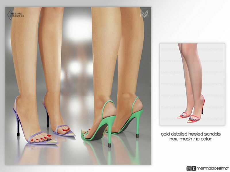 Gold Detailed Heeled Sandal S02 By Mermaladesimtr 1 Gold Detailed Heeled Sandal S02 By Mermaladesimtr Sims 4 CC