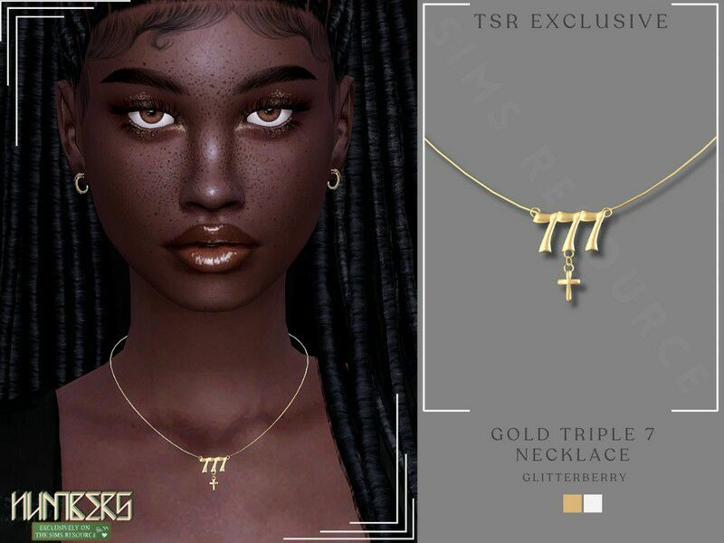 Gold Triple 7 Necklace 1 Gold Triple 7 Necklace Sims 4 CC