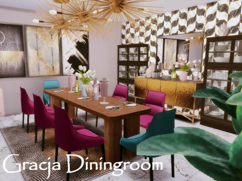 Gracja Diningroom | Only TSR CC By Genkaiharetsu 1 Gracja Diningroom | Only TSR CC By Genkaiharetsu Sims 4 CC