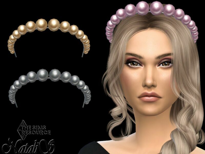 Graduated Pearl Headband By Natalis 1 Graduated Pearl Headband By Natalis Sims 4 CC