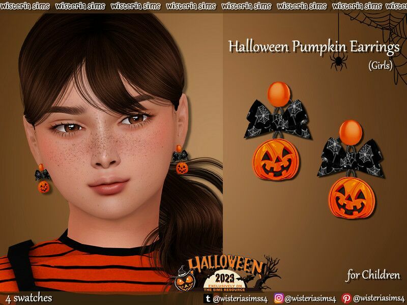 Halloween Pumpkin Earrings For Children By Wisteriasims 1 Halloween Pumpkin Earrings For Children By Wisteriasims Sims 4 CC