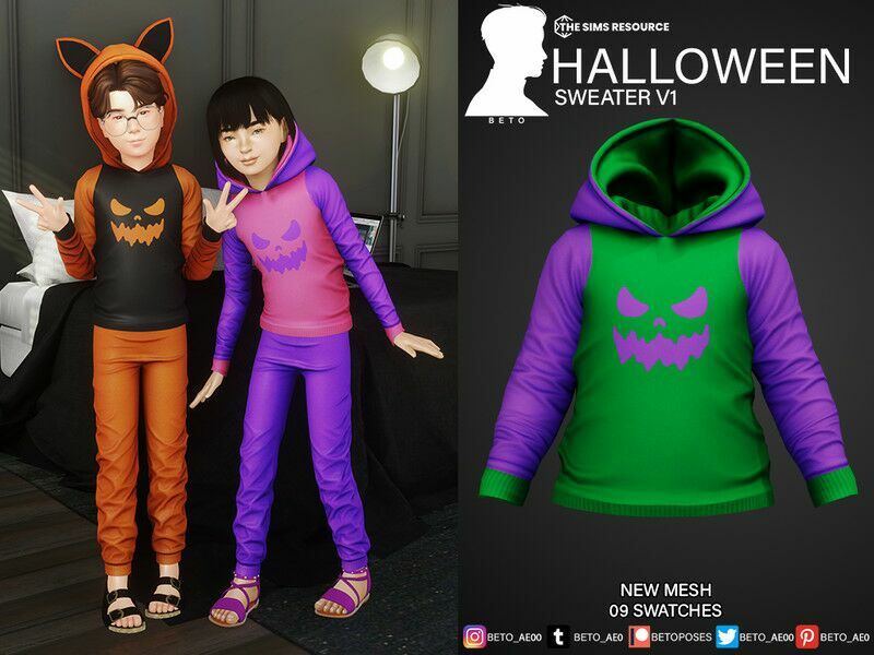 Halloween (Sweater V1 – Child Version) 1 Halloween (Sweater V1 – Child Version) Sims 4 CC