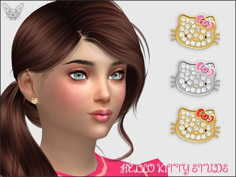 Hello Kitty Stud Earrings For Kids By Giulietta 1 Hello Kitty Stud Earrings For Kids By Giulietta Sims 4 CC