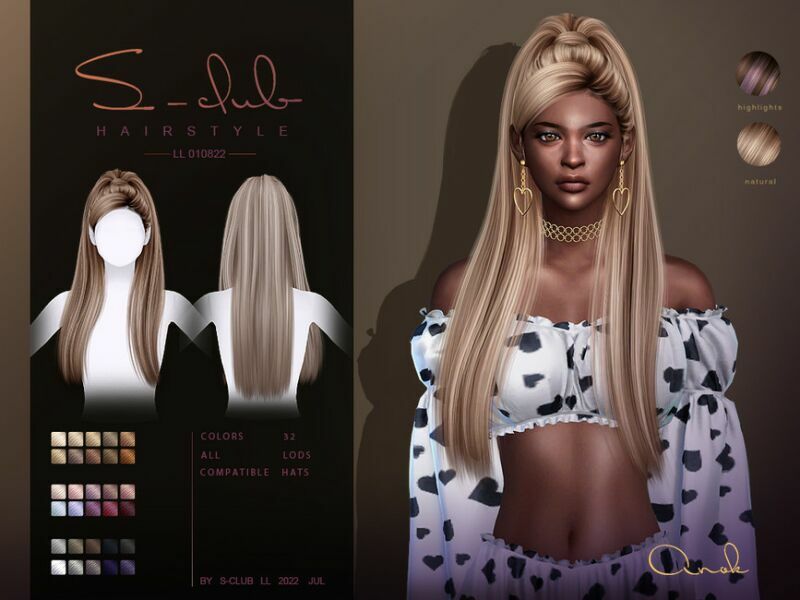High Ponytail Hair(Anok) By S-Club 1 High Ponytail Hair(Anok) By S-Club Sims 4 CC