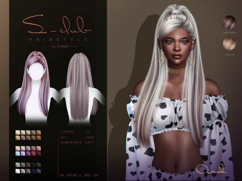 High Ponytail Hair(Anok) By S-Club 2 sims 4 cc high ponytail hairanok by s club 2