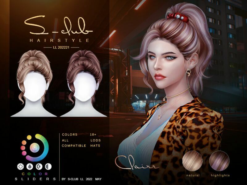 High Ponytail Short Hair(Claire) By S-Club 1 High Ponytail Short Hair(Claire) By S-Club Sims 4 CC