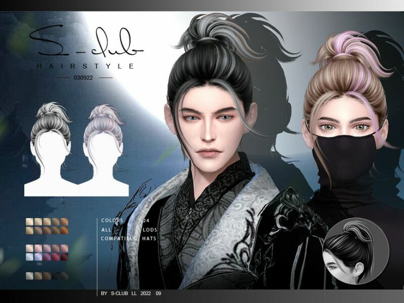 High Ponytail Short Hair(Martial) By S-Club 1 High Ponytail Short Hair(Martial) By S-Club Sims 4 CC