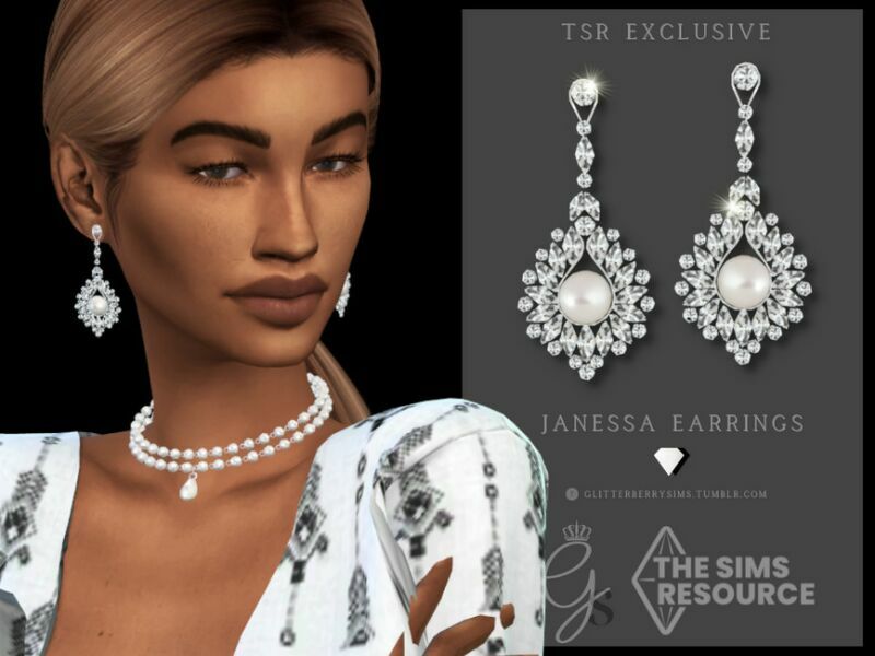 Janessa Earrings By Glitterberryfly 1 Janessa Earrings By Glitterberryfly Sims 4 CC