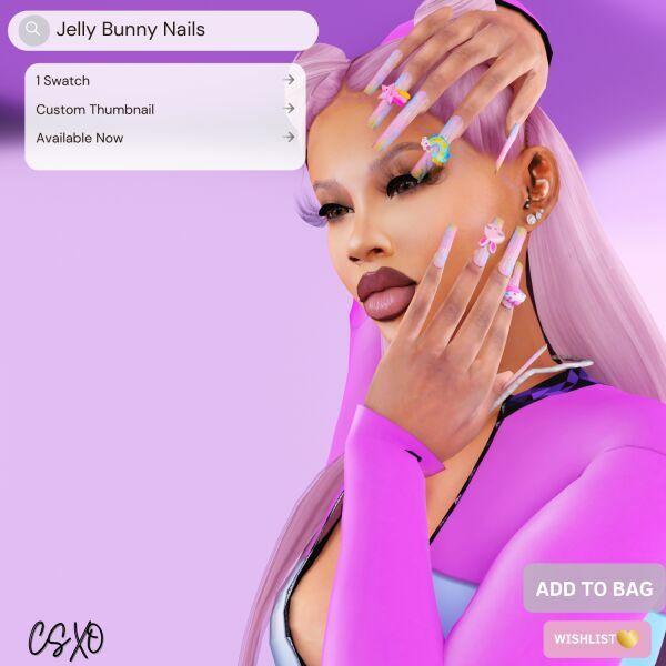 Jelly Bunny Nails 🐰 1 Jelly Bunny Nails 🐰 Sims 4 CC