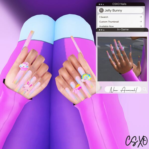 Jelly Bunny Nails 🐰 3 sims 4 cc jelly bunny nails 🐰 2