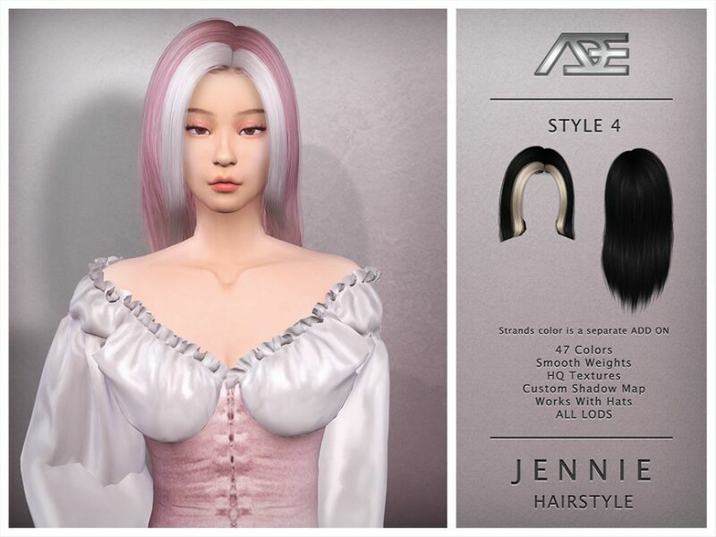 Jennie Style 4 (Hairstyle) 1 Jennie Style 4 (Hairstyle) Sims 4 CC