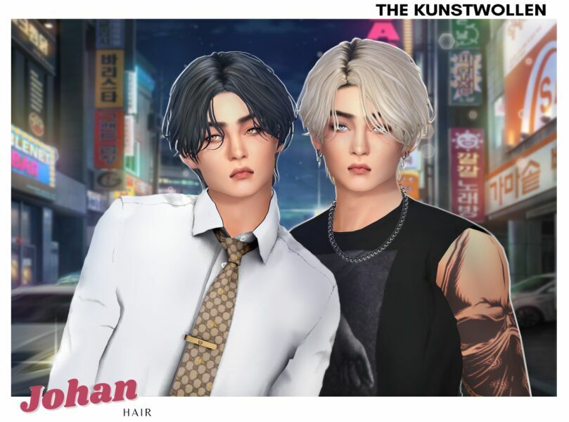 Johan Hair (2 Versions) 1 Johan Hair (2 Versions) Sims 4 CC