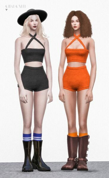 Knit Tube Top&Short By Charonlee 3 sims 4 cc knit tube topshort by charonlee 2