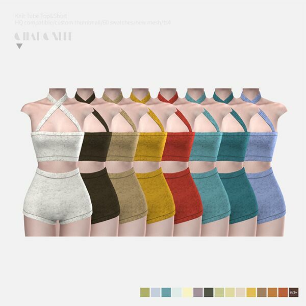 Knit Tube Top&Short By Charonlee 2 sims 4 cc knit tube topshort by charonlee 3