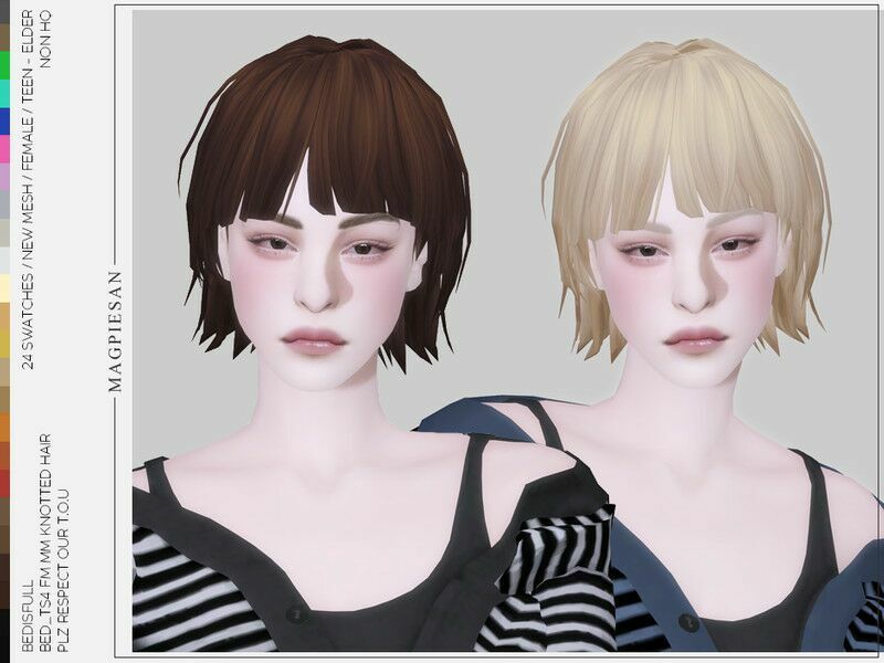 Knotted Hair By Magpiesan 1 Knotted Hair By Magpiesan Sims 4 CC