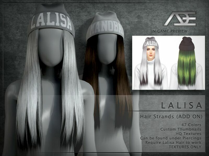 Lalisa Hair Strands (ADD ON) 1 Lalisa Hair Strands (ADD ON) Sims 4 CC