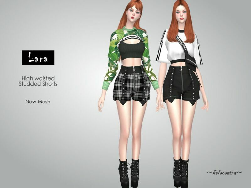 Lara – Studded Shorts By Helsoseira 1 Lara – Studded Shorts By Helsoseira Sims 4 CC