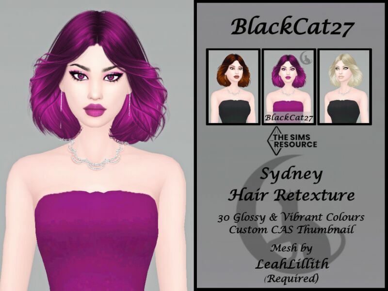 Leahlillith Sydney Hair Retexture (Mesh Needed) By Blackcat27 1 Leahlillith Sydney Hair Retexture (Mesh Needed) By Blackcat27 Sims 4 CC