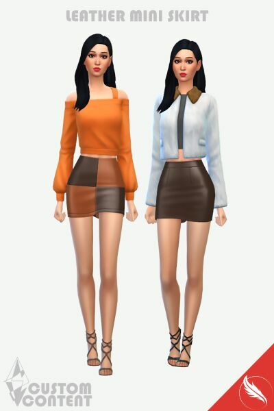 Leather Mini Skirt By Mono 1 Leather Mini Skirt By Mono Sims 4 CC