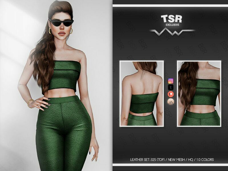Leather SET-325 (TOP) BD919 1 Leather SET-325 (TOP) BD919 Sims 4 CC