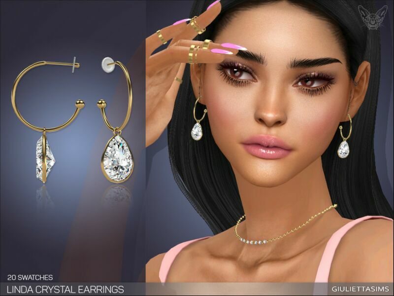 Linda Crystal Earrings By Feyona 1 Linda Crystal Earrings By Feyona Sims 4 CC