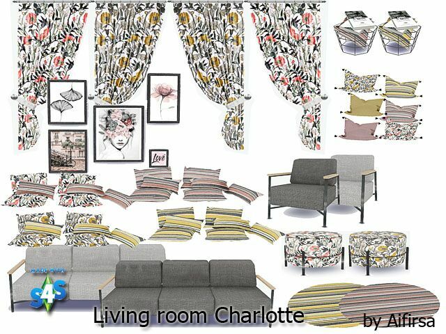 sims 4 cc living room charlotte by aifirsa 3