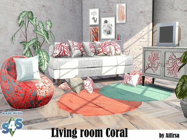 Living Room Coral By Aifirsa 1 Living Room Coral By Aifirsa Sims 4 CC