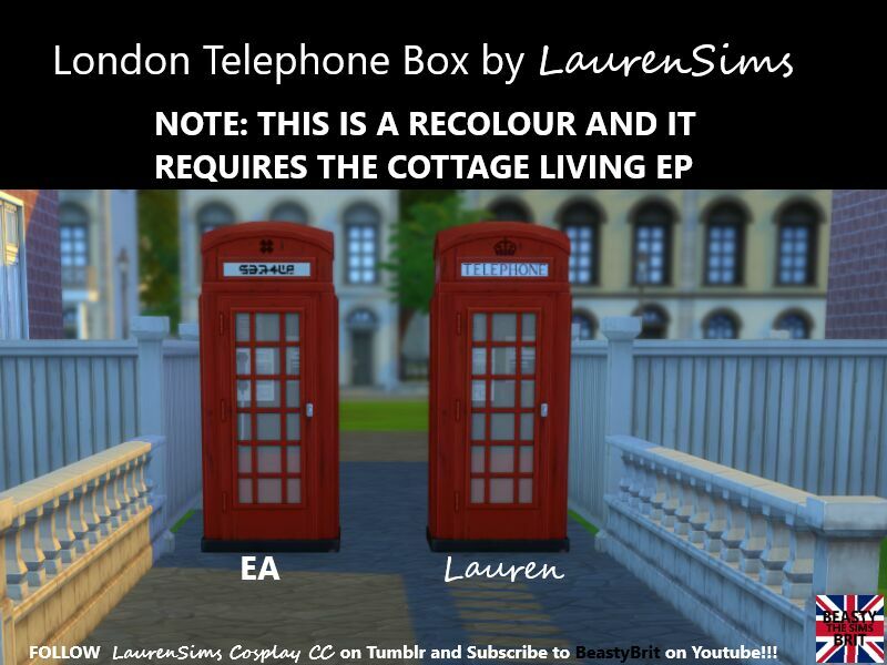 London Telephone Booth (Requires Cottage Living EP) By Laurensims 1 London Telephone Booth (Requires Cottage Living EP) By Laurensims Sims 4 CC