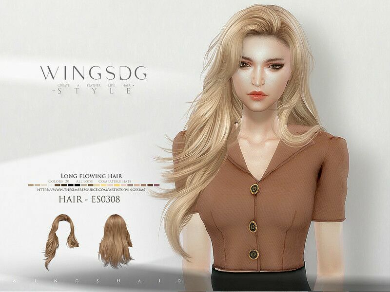 Long Flowing Hair ES0308 By Wingssims 1 Long Flowing Hair ES0308 By Wingssims Sims 4 CC