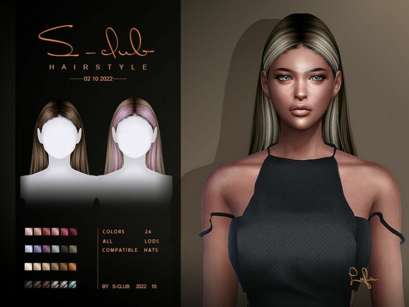 Long Straight Hairstyle(Lofa021022) By S-Club 1 Long Straight Hairstyle(Lofa021022) By S-Club Sims 4 CC
