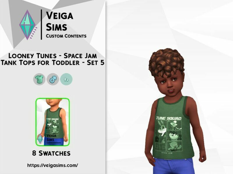 Looney Tunes – Space JAM Tank Tops For Toddler – SET 5 1 Looney Tunes – Space JAM Tank Tops For Toddler – SET 5 Sims 4 CC