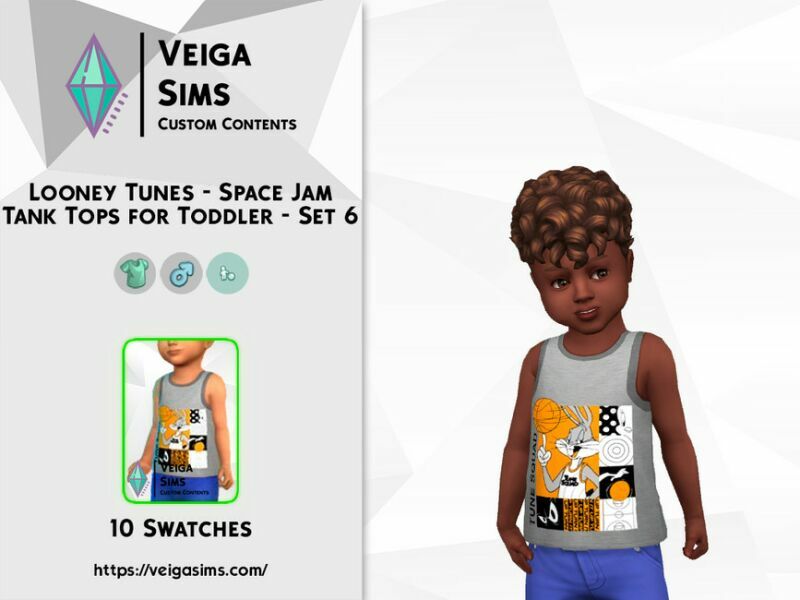 Looney Tunes – Space JAM Tank Tops For Toddler – SET 6 1 Looney Tunes – Space JAM Tank Tops For Toddler – SET 6 Sims 4 CC