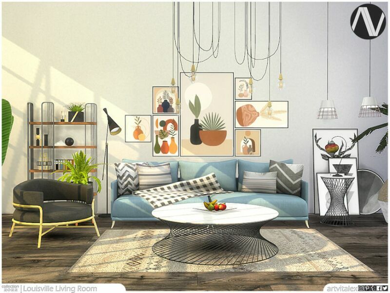 Louisville Living Room By Artvitalex 1 Louisville Living Room By Artvitalex Sims 4 CC
