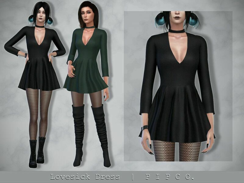 Lovesick Dress. By Pipco 1 Lovesick Dress. By Pipco Sims 4 CC