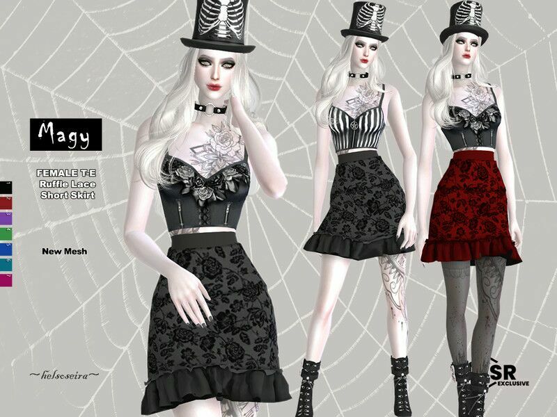 Magy – Goth Short Skirt 1 Magy – Goth Short Skirt Sims 4 CC