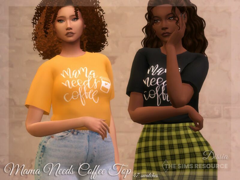 Mama Needs Coffee TOP By Dissia 1 Mama Needs Coffee TOP By Dissia Sims 4 CC