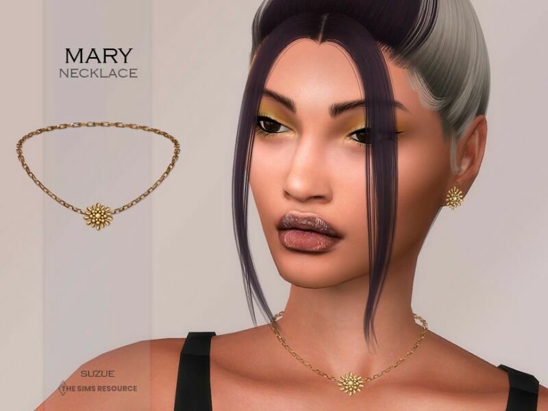 Mary Necklace By Suzue 1 Mary Necklace By Suzue Sims 4 CC
