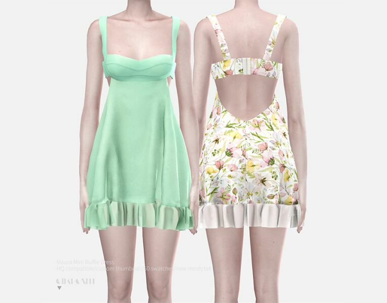 Maura Mini Ruffle Dress By Charonlee 1 Maura Mini Ruffle Dress By Charonlee Sims 4 CC