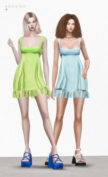 Maura Mini Ruffle Dress By Charonlee 3 sims 4 cc maura mini ruffle dress by charonlee 2