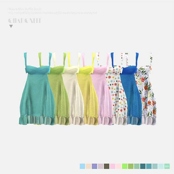 Maura Mini Ruffle Dress By Charonlee 2 sims 4 cc maura mini ruffle dress by charonlee 3