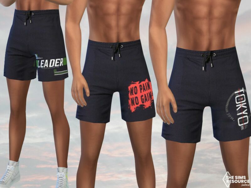 MEN Printed Athletic Dark Shorts By Saliwa 1 MEN Printed Athletic Dark Shorts By Saliwa Sims 4 CC