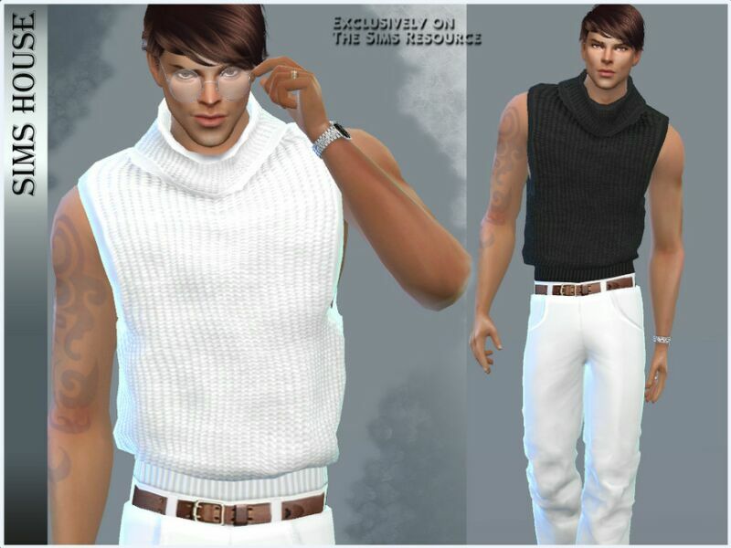 Men’S Knitted Tank TOP 1 Men’S Knitted Tank TOP Sims 4 CC