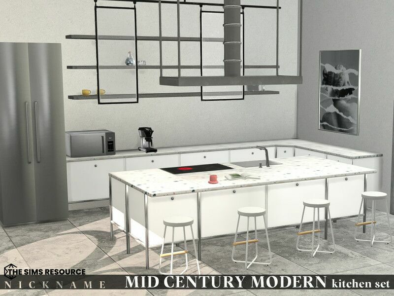 Mid-Century Modern Kitchen SET 1 Mid-Century Modern Kitchen SET Sims 4 CC