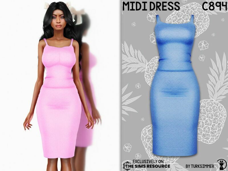 Midi Dress C894 By Turksimmer 1 Midi Dress C894 By Turksimmer Sims 4 CC