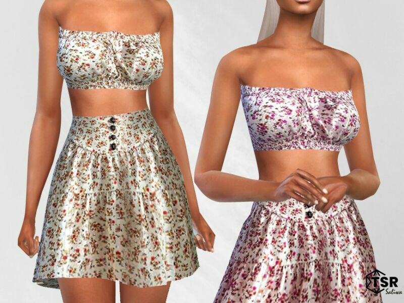 Mini Floral Strapless Blouses By Saliwa 1 Mini Floral Strapless Blouses By Saliwa Sims 4 CC