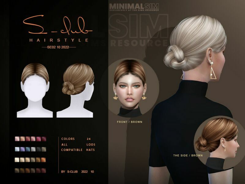 Minimalsim Elegante Updo Hairstyle SE02 2022 By S-Club 1 Minimalsim Elegante Updo Hairstyle SE02 2022 By S-Club Sims 4 CC