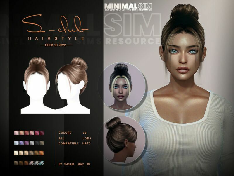 Minimalsim Updo Hairstyle SE03 2022 S-Club By S-Club 1 Minimalsim Updo Hairstyle SE03 2022 S-Club By S-Club Sims 4 CC