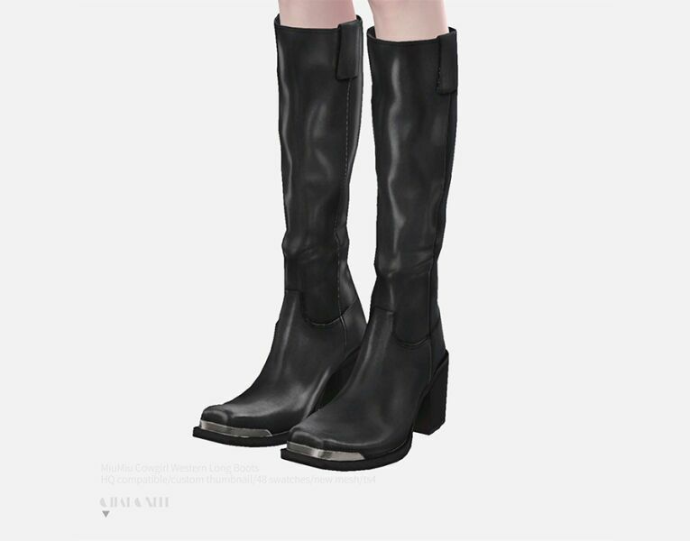 Miumiu Cowgirl Western Long Boots By Charonlee 1 Miumiu Cowgirl Western Long Boots By Charonlee Sims 4 CC
