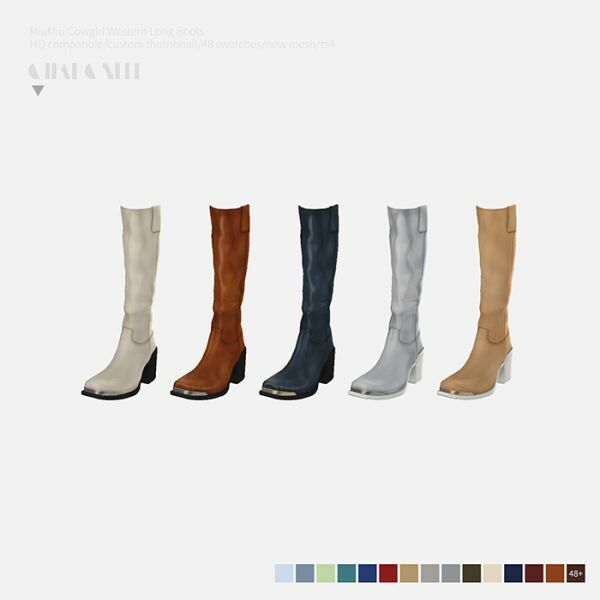 Miumiu Cowgirl Western Long Boots By Charonlee 2 sims 4 cc miumiu cowgirl western long boots by charonlee 3