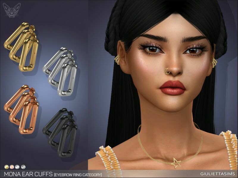 Mona EAR Cuff Earrings (Brow Ring Category) By Feyona 1 Mona EAR Cuff Earrings (Brow Ring Category) By Feyona Sims 4 CC